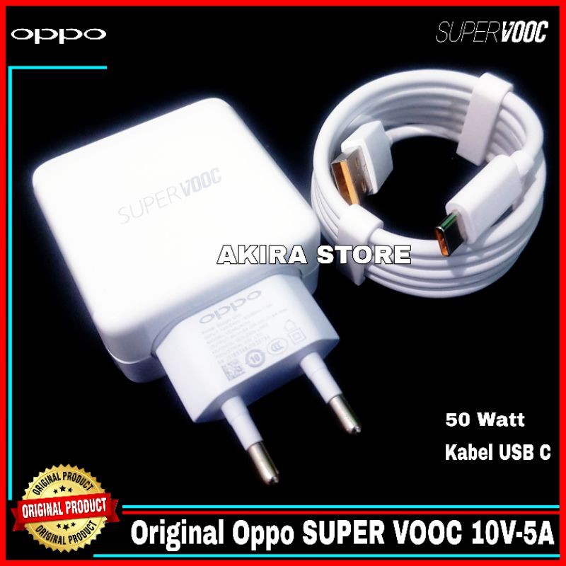 Charger Oppo R17 Pro A91 Original 100% SUPER VOOC 10V-5A USB Type C