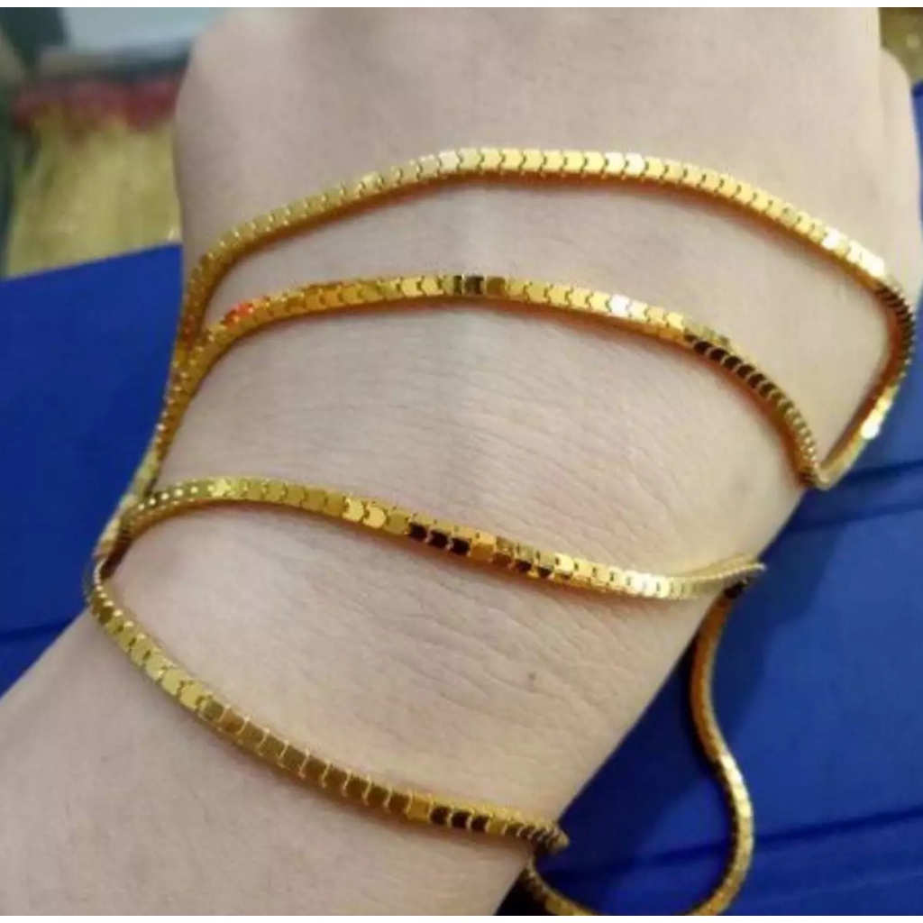 Kalung milano kotak mas 24 k titanium anti karat model terlaris