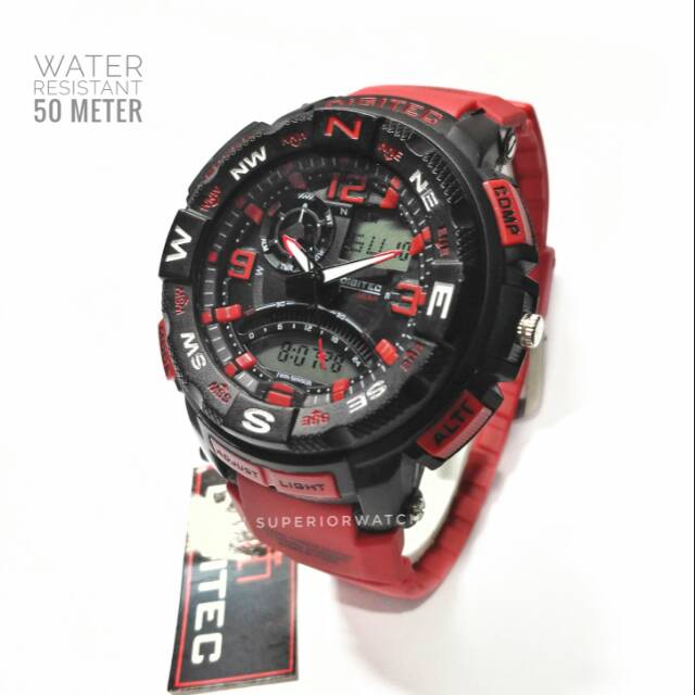 Jam Tangan Sport Pria Wanita Digitec DG 2057 Tali Merah Original Water Resistant 50 Meter