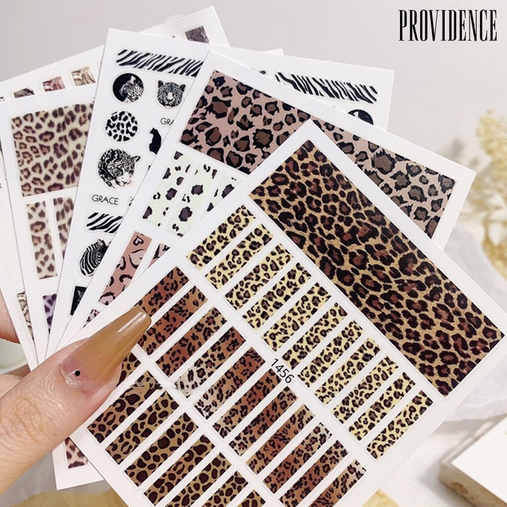 Stiker Kuku Efek 3d Motif Print Hewan Leopard Sliders Untuk Dekorasi Manicure