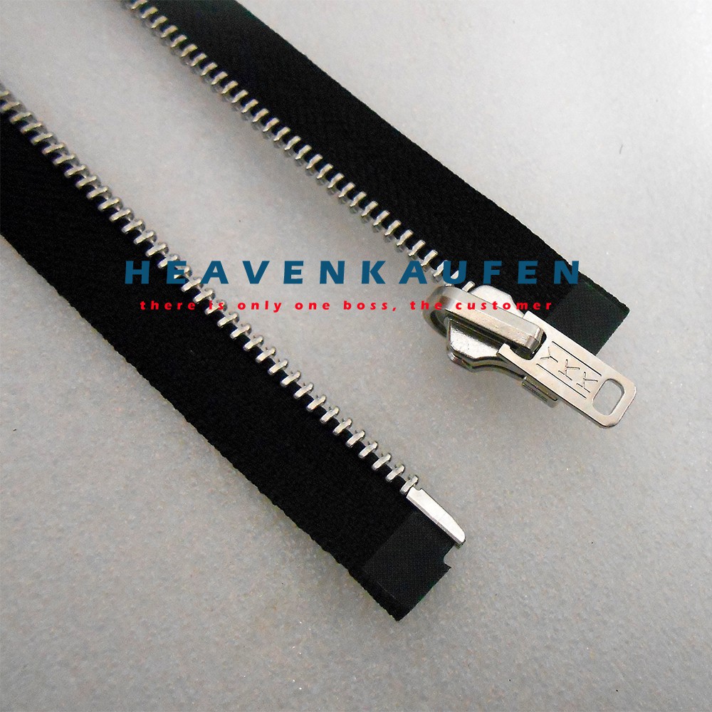 Resleting Zipper Jaket YKK 80 cm Hitam Silver Bolak Balik