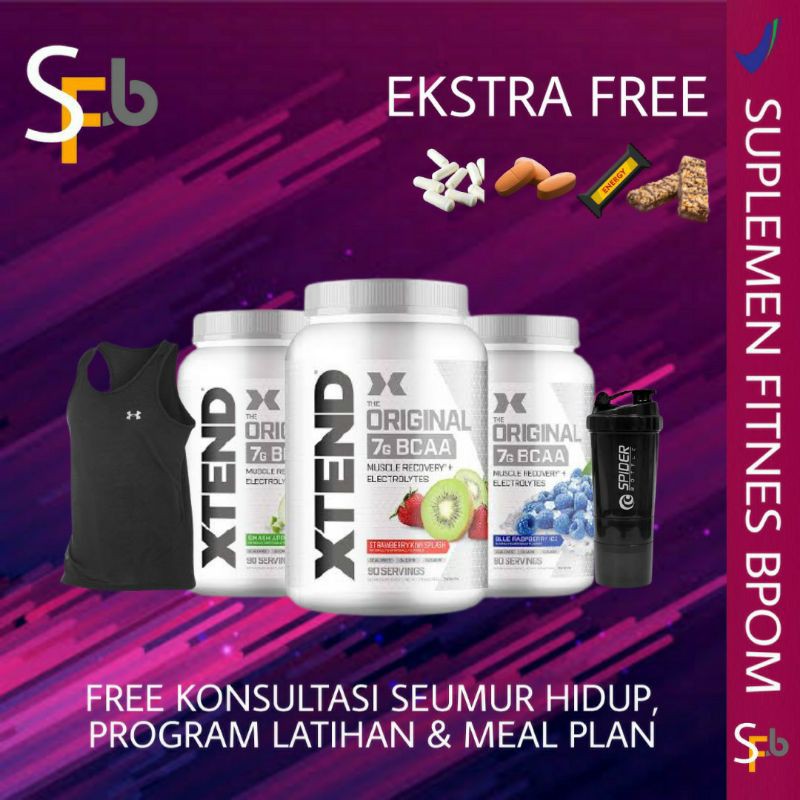 XTEND BCAA 90 SERVING PLUS GLUTAMINE SUPLEMEN GYM KESEHATAB MAKANAN HUMABOLIC BCAA GLUTAMINE BPOM