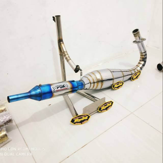 Knalpot RX King - Knalpot PDK Kolong Crom Blue RX KING