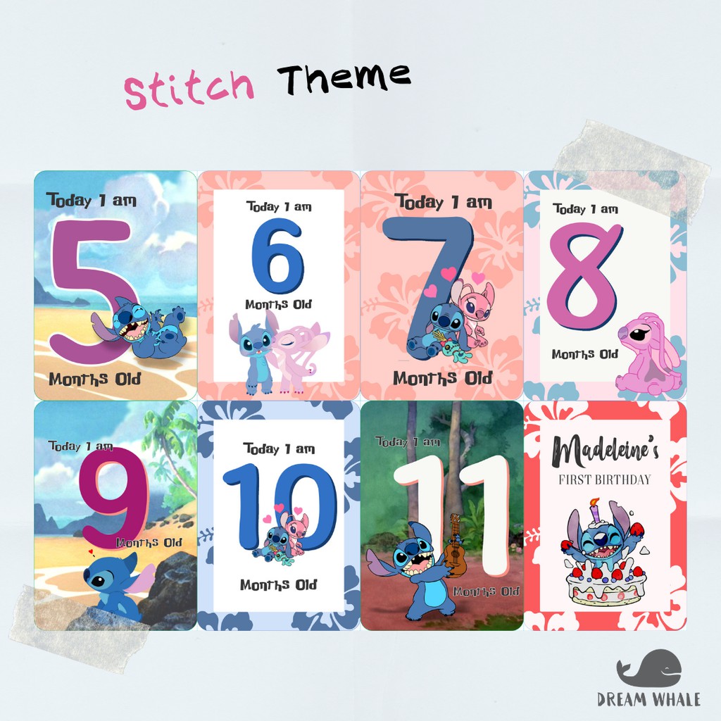 Custom Baby Milestone Card - Lilo and Stitch - Disney - DreamWhale
