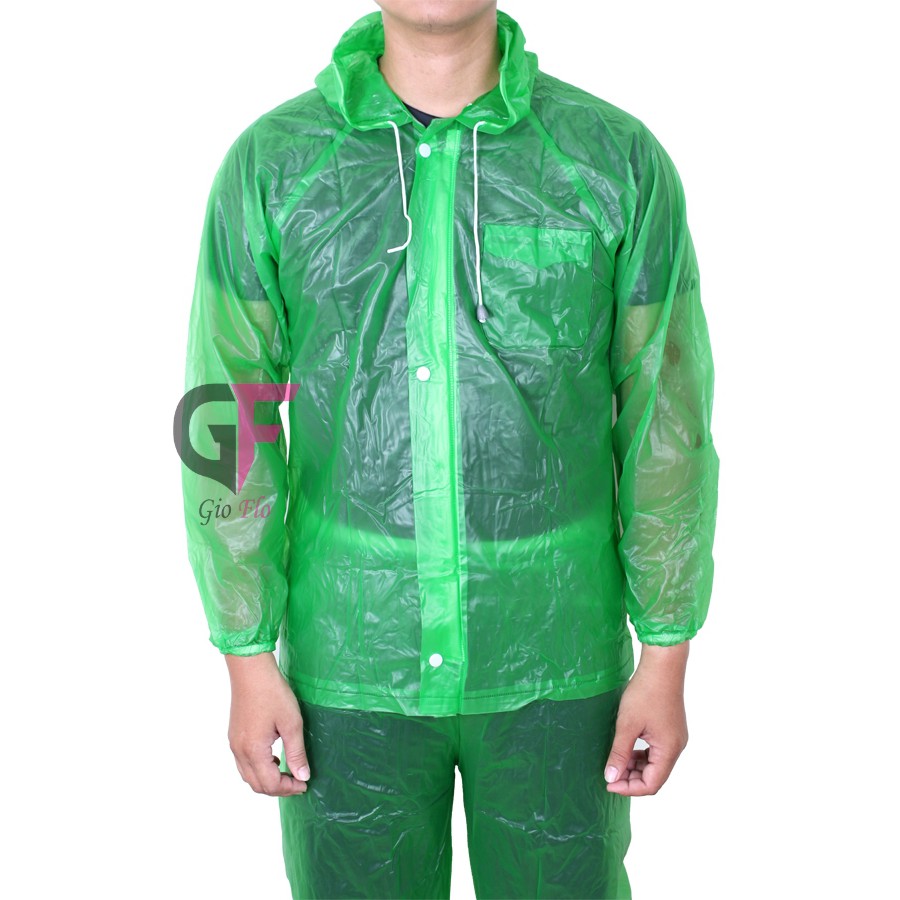 GIOFLO Jas Hujan Setelan Transparan Green / MTR 304