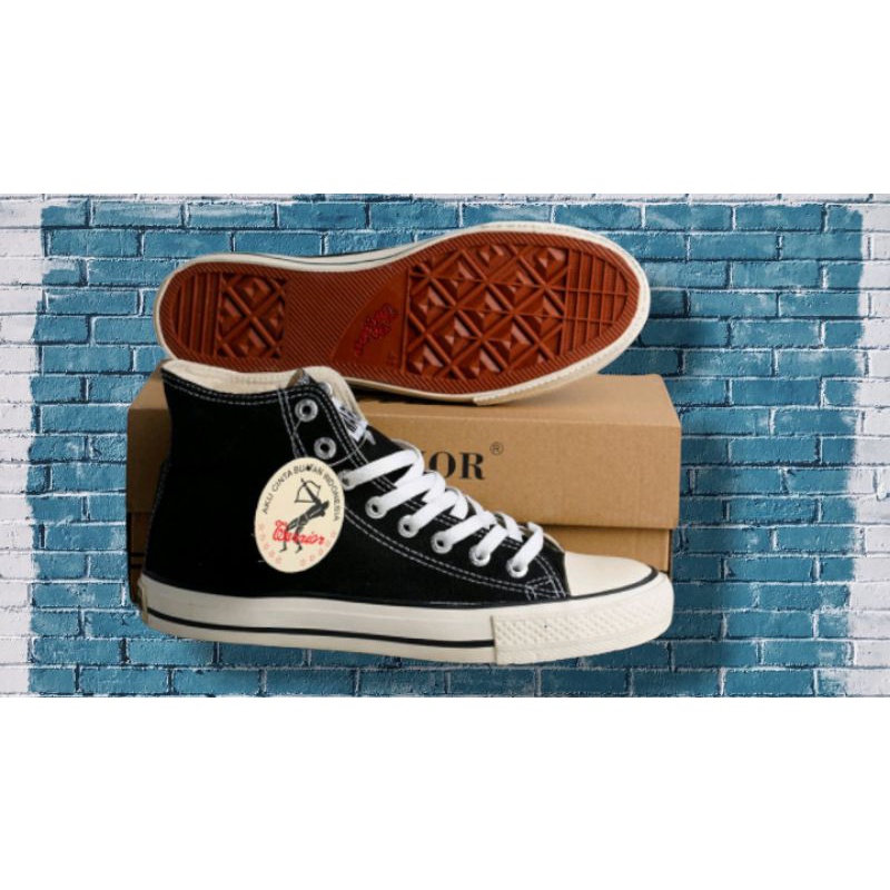 SEPATU WARRIOR SPARTA HIGH BW , SEPATU SNEAKER TINGGI BOOTS CLASSIC HITAM PUTIH SEKOLAH PRIA N WANIT