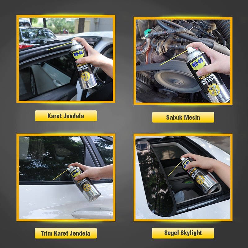 WD40 High Performance Silicone Lubricant Mencegah Karat Mobil Motor Power Window Karet Jendela