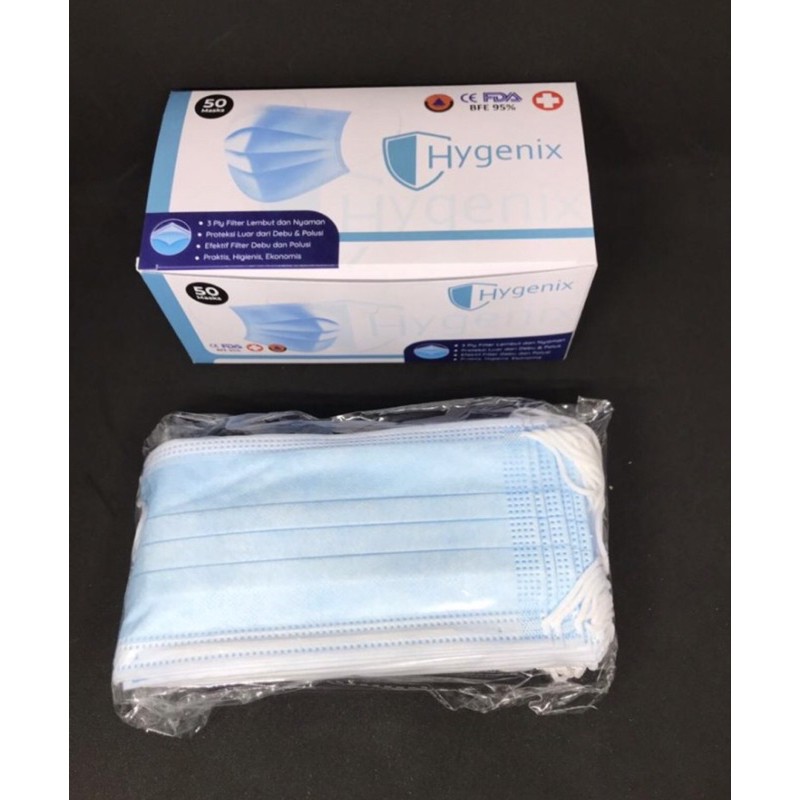 Masker Murah hygenix  masker isi 50 earloop warna biru
