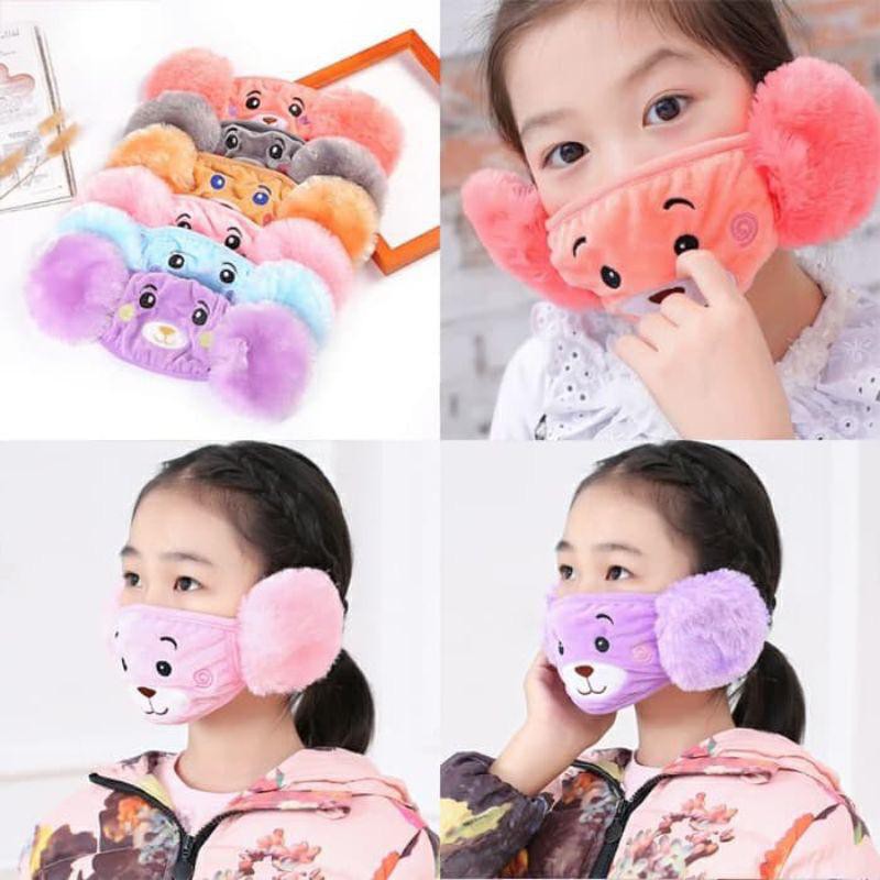 Masker Anak Bulu Karakter Beruang Lucu / Masker Anak Bulu Karakter Lucu / Masker Anak Murah