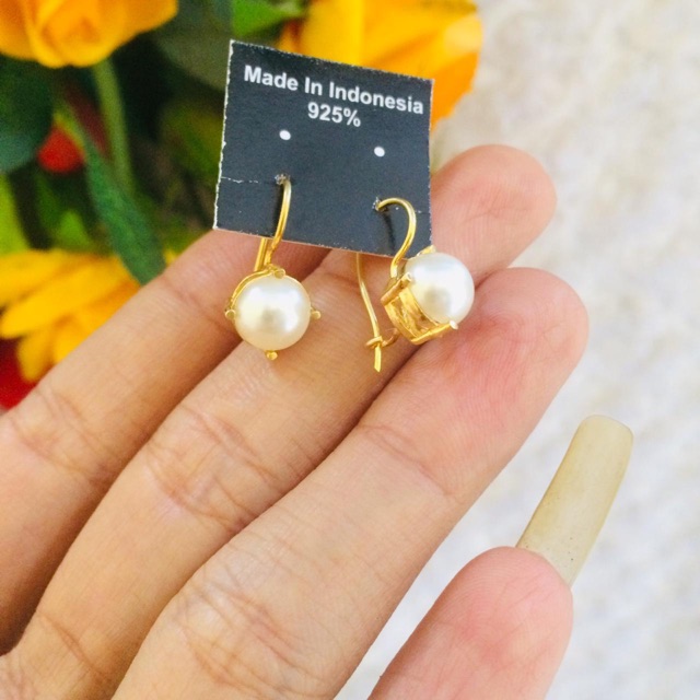 Anting mutiara alpaka bali