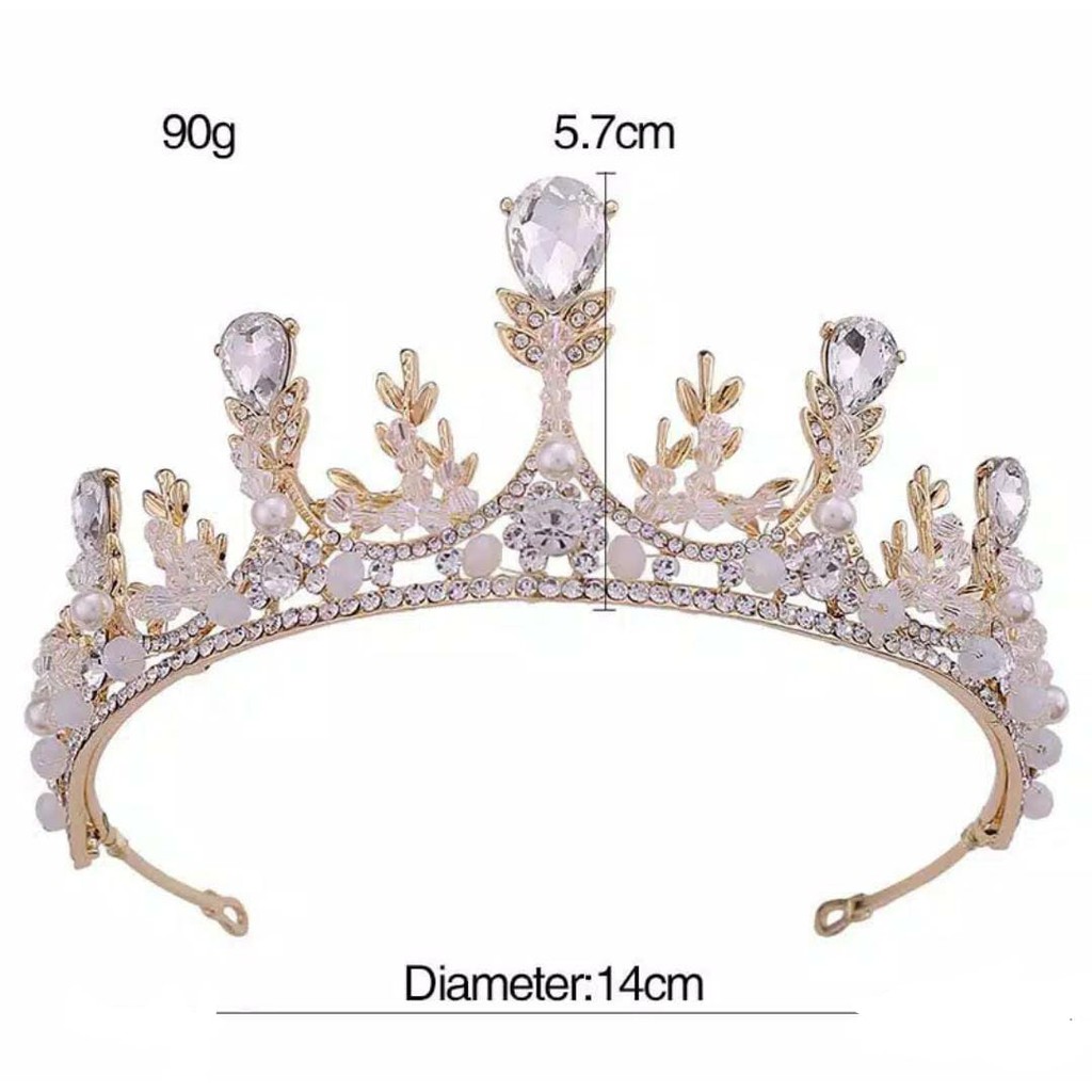 Tetes Air Crown - Mahkota Diamond Mutiara - Aksesories Pengantin - Bride