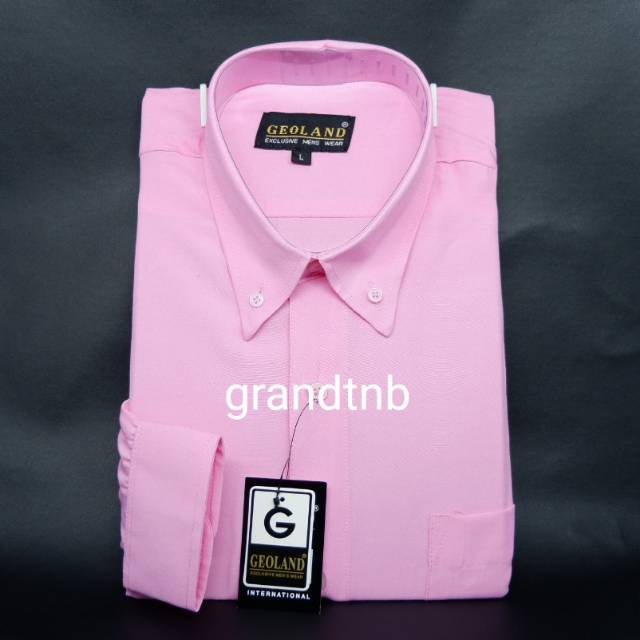 Kemeja Pria Geoland Pink Polos Lengan Panjang