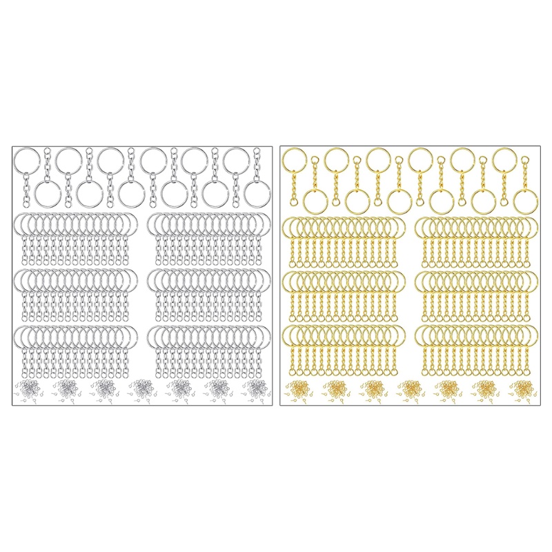 Siy 360pcs/Set Split Untuk Gantungan Kunci Dengan Rantai Open Jump Rings Screw Eye Pins Connect