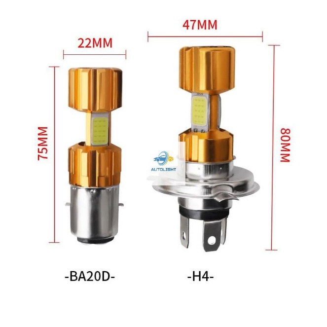 Lampu LED Motor H4 / 3 Sisi Cob Super terang