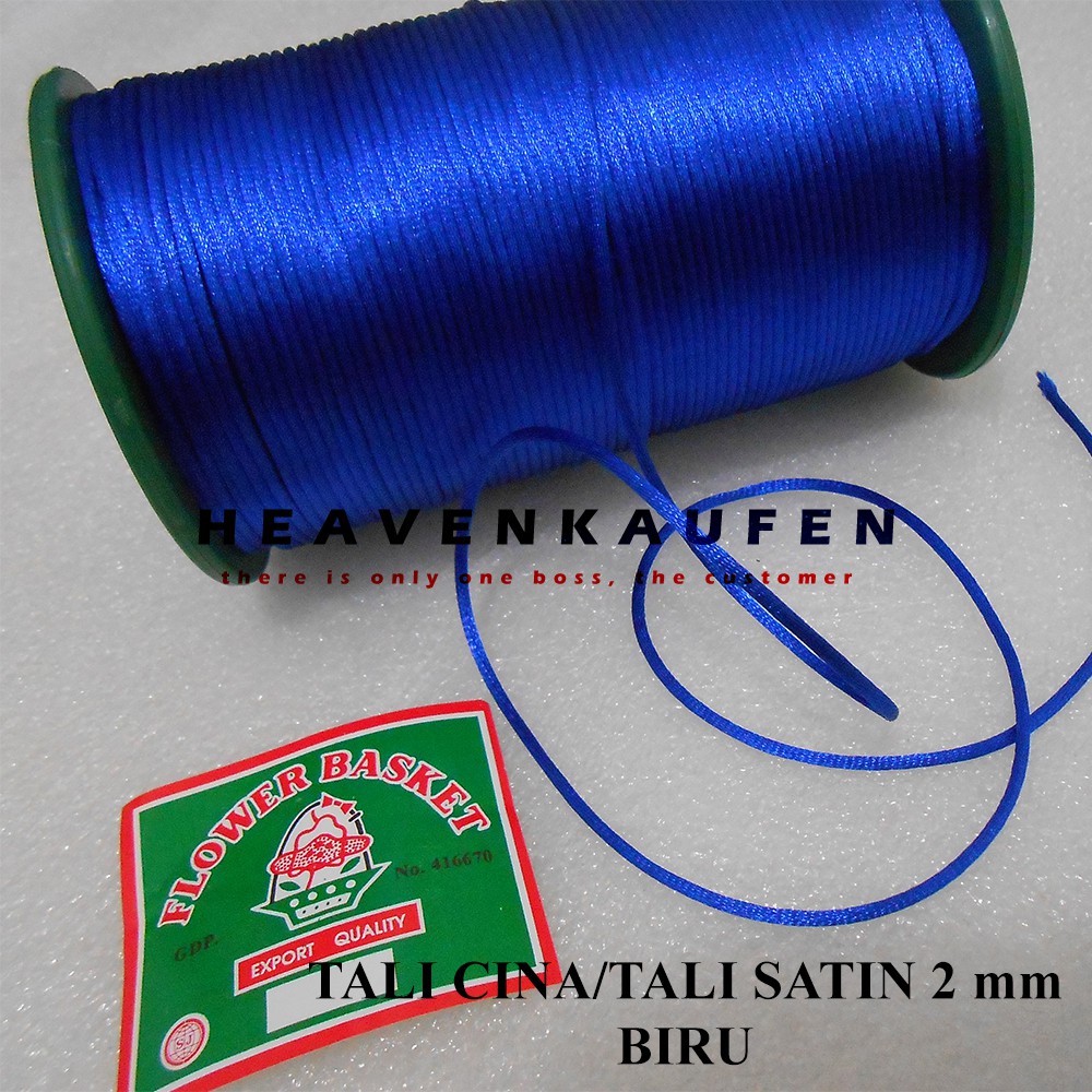 Tali Cina / Tali Satin Cina 2 mm Biru Meteran Murah