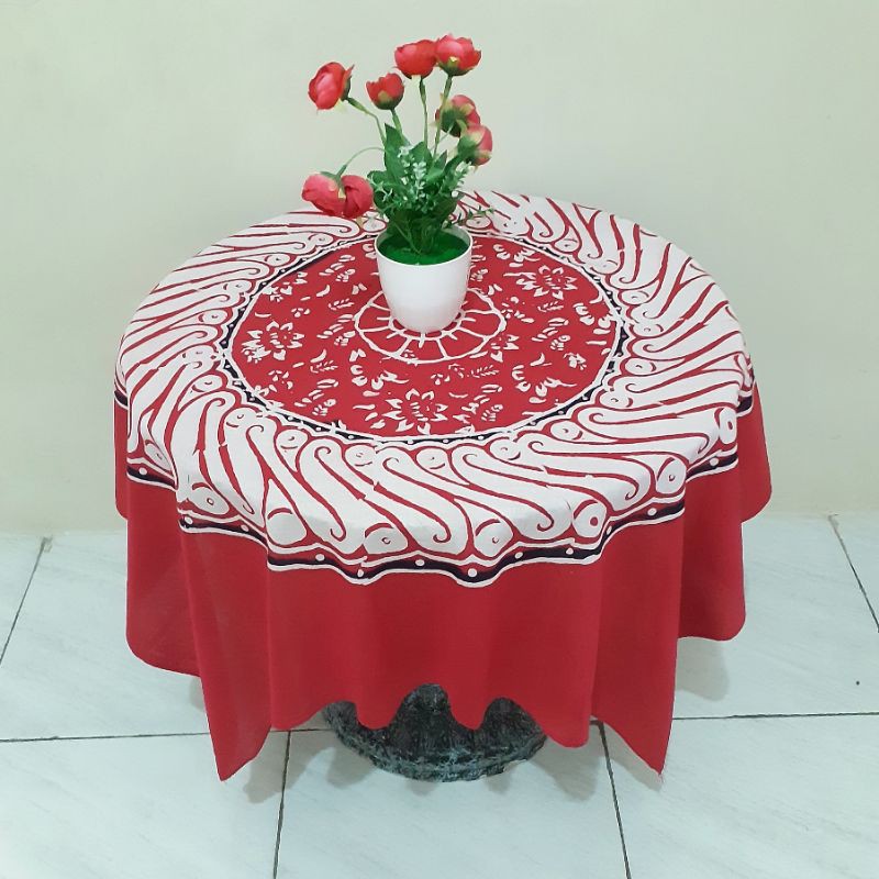 Taplak Meja Teras Batik Cap Motif Bundar Sy