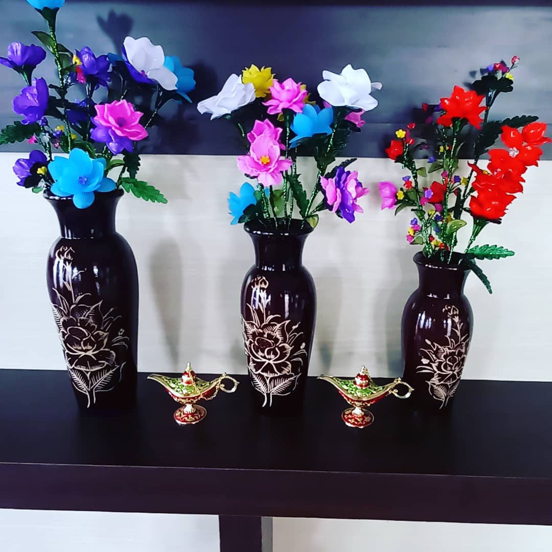 Vas Bunga Kayu Jati Motif Bunga - Vsa008