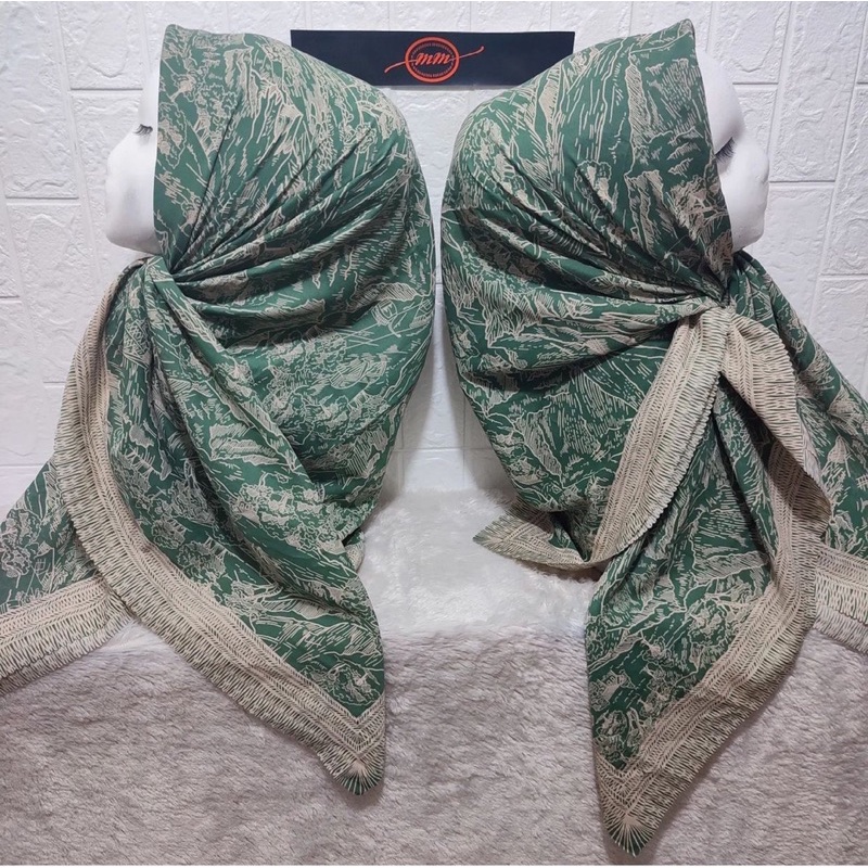 BISA COD Hijab segiempat Voal Motif pegunungan series