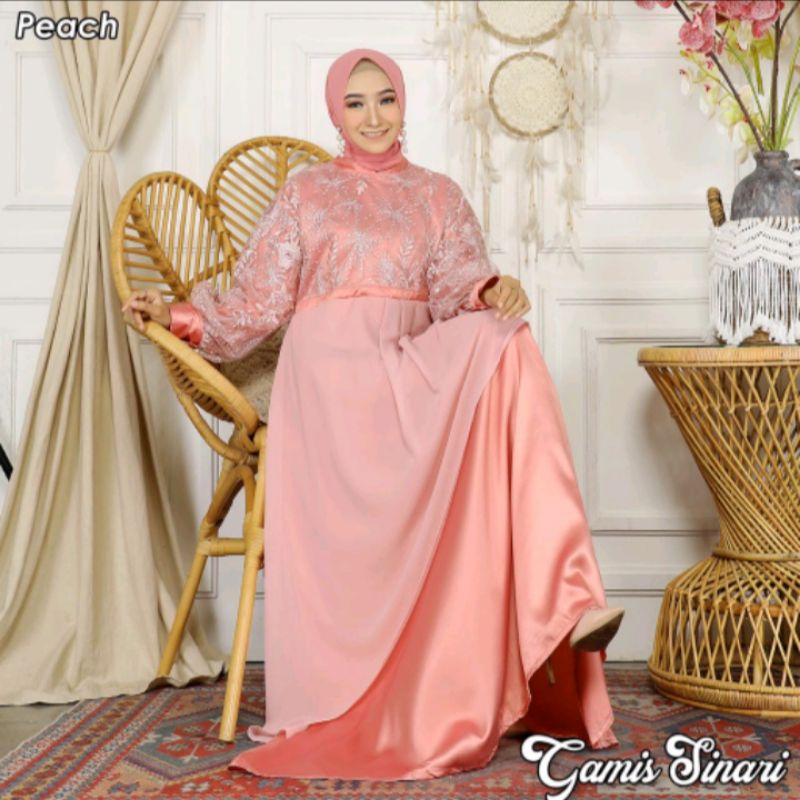 muslimah lamaran syari sinari gamis pesta baju dress kondangan ori