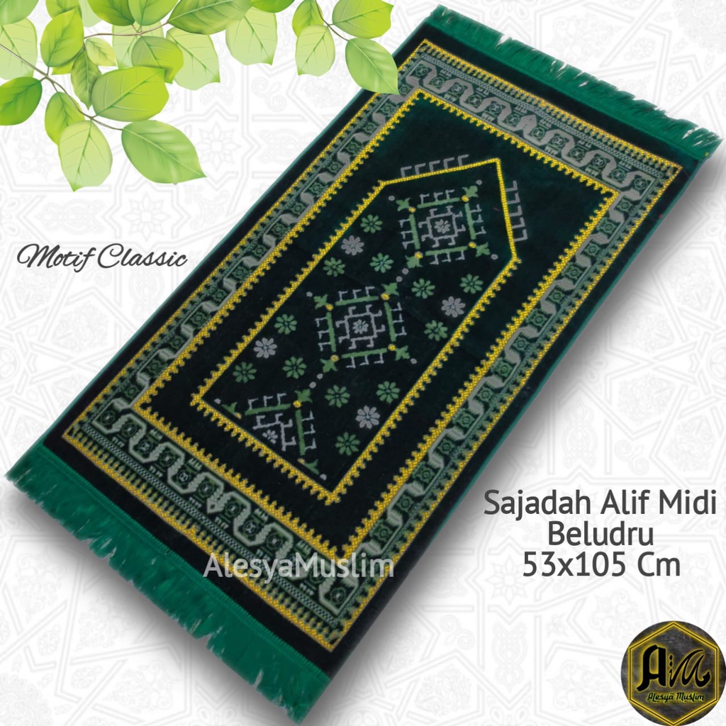 Sajadah Alif Midi 53x105 cm Beludru Premium Motif Classic