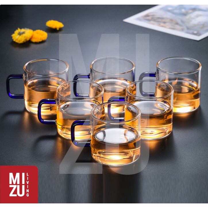 MIZU CARINA 6in1 SET Cangkir Kaca 120ml Gelas Pyrex Kuat Tough Borosilicate Glass Cup