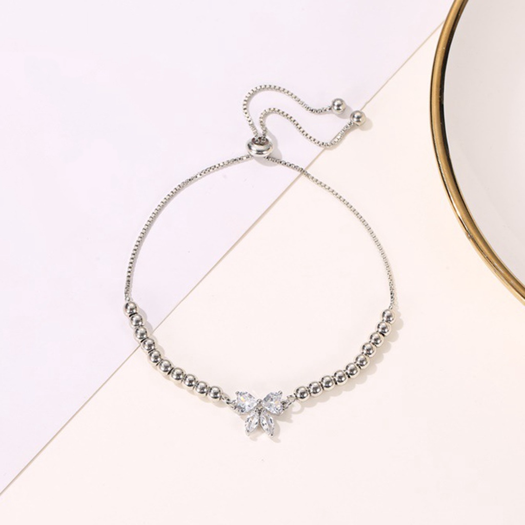 Hu Hu Hu Hu Hu Alat Bantu Pasang Kacamata♡ Gelang Bangle Adjustable Desain Butterfly Cubic Zirconia Untuk Wanita