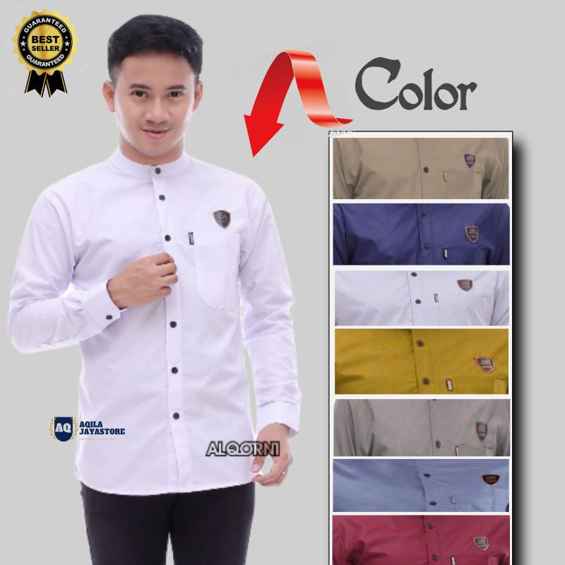 Baju Koko Pria Dewasa Lengan Panjang Putih | Baju Koko Katun Lengan Panjang | Baju Koko Hadroh Putih