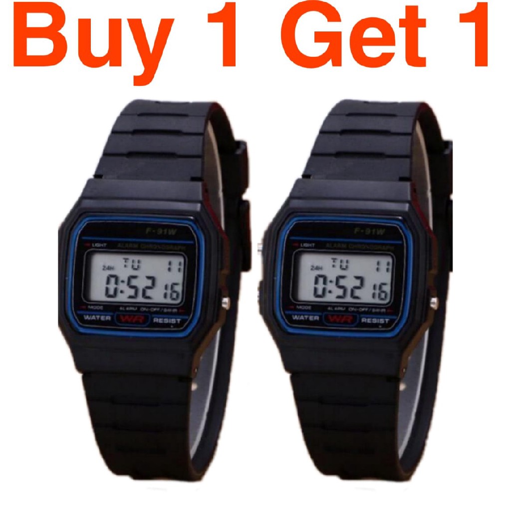 Premium (RRW) Promo Beli 1 Gratis 1 Jam Tangan QQ Digital F-91 Distributor Termurah