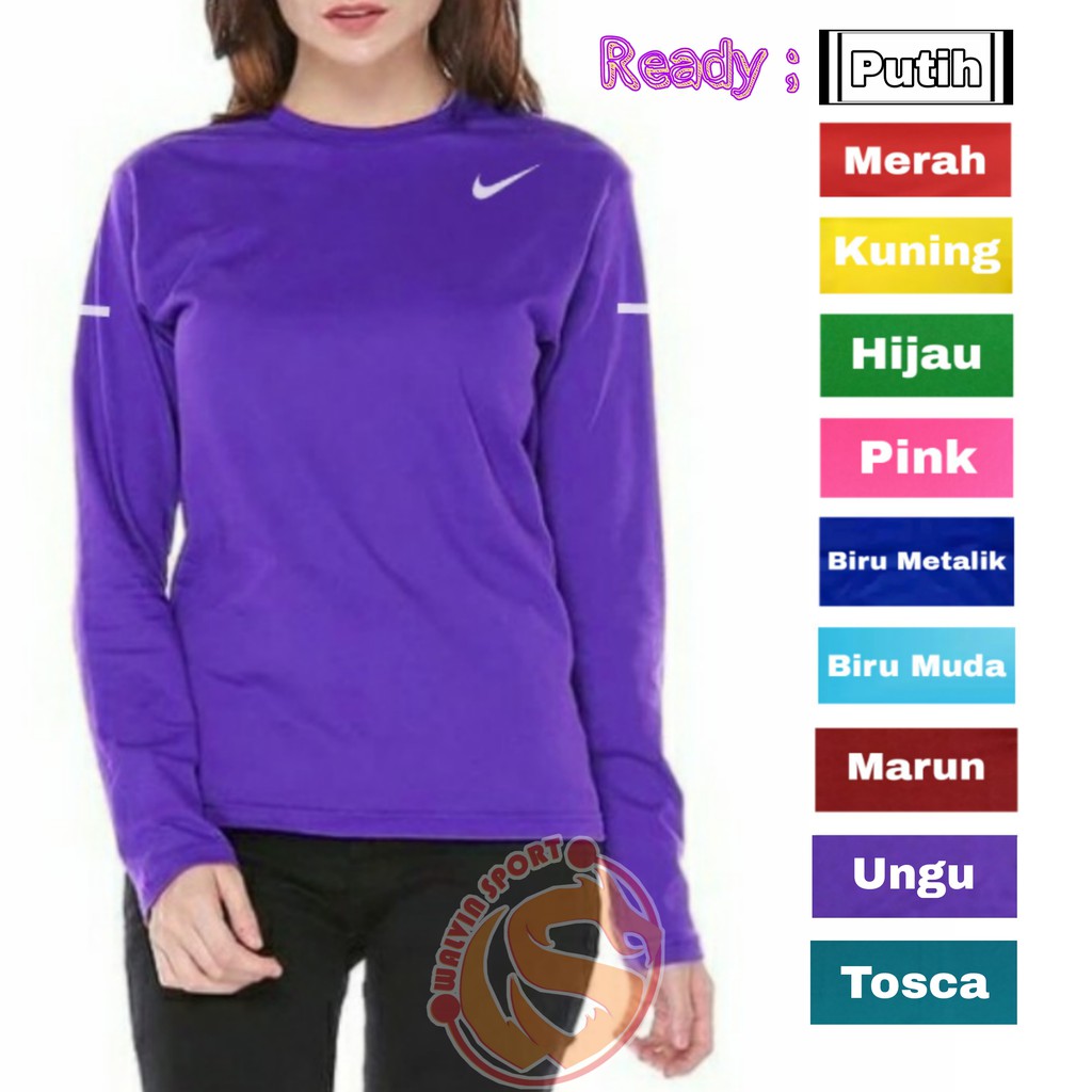 Baju olahraga wanita zumba senam fitnes lari lengan panjang hijab