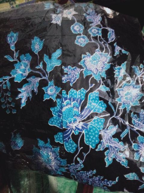 Kemeja Batik Pria Modern Motif Sakura Biru Turkiss