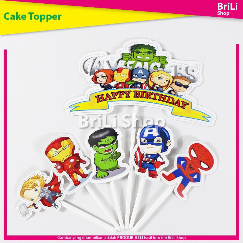 Jual Cake Topper HAPPY BIRTHDAY Avengers Hiasan Kue Ultah Ulang Tahun