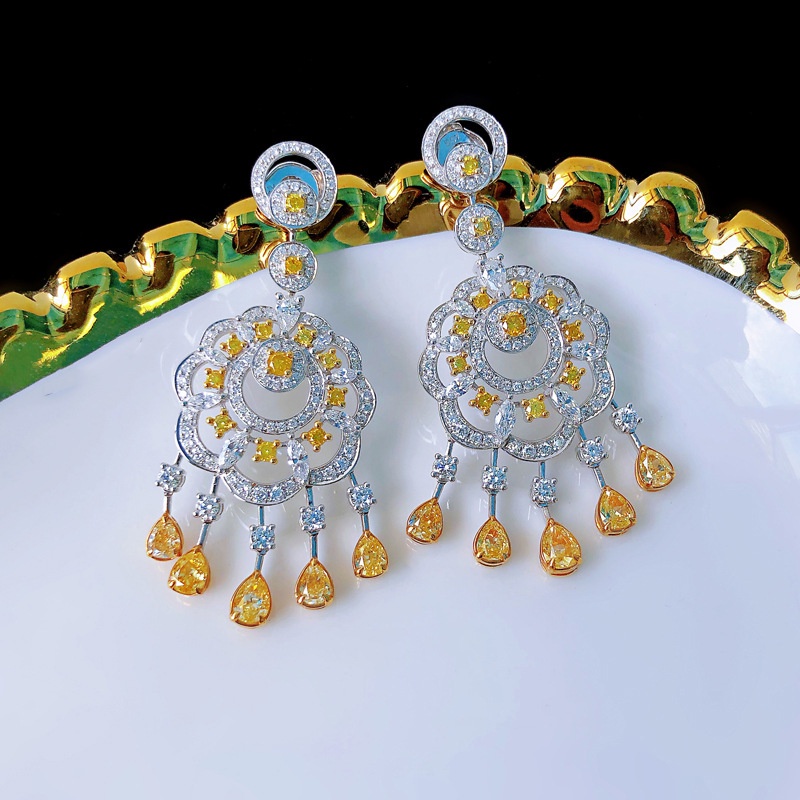 Fashion Luxury Yellow Diamond Bohemian Earrings Luxury Earrings