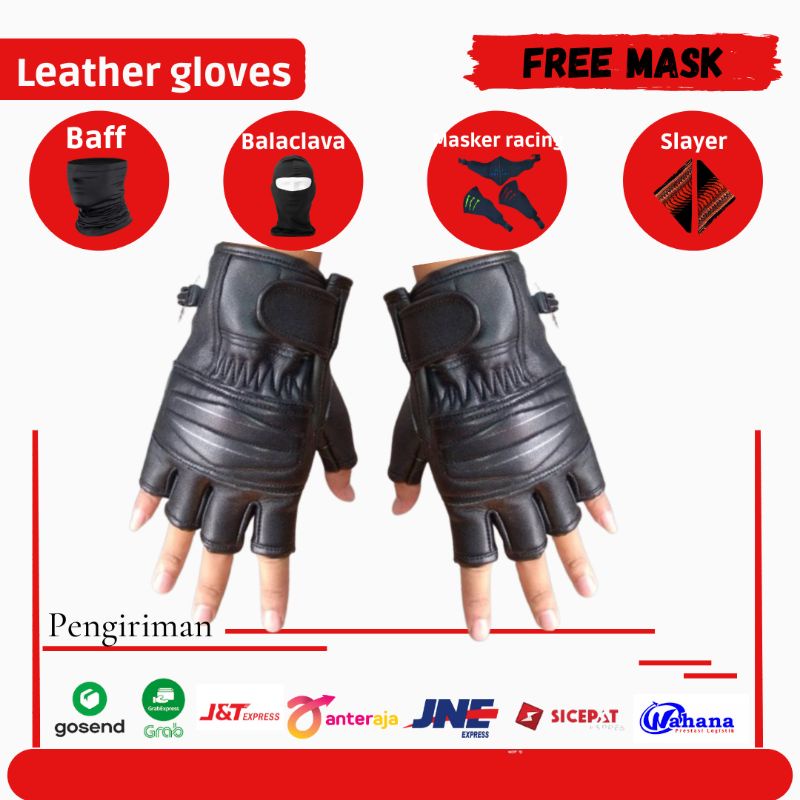 Leather Glove Premium Sarung Tangan Asli Kulit Domba Lembut Motif Spon Half