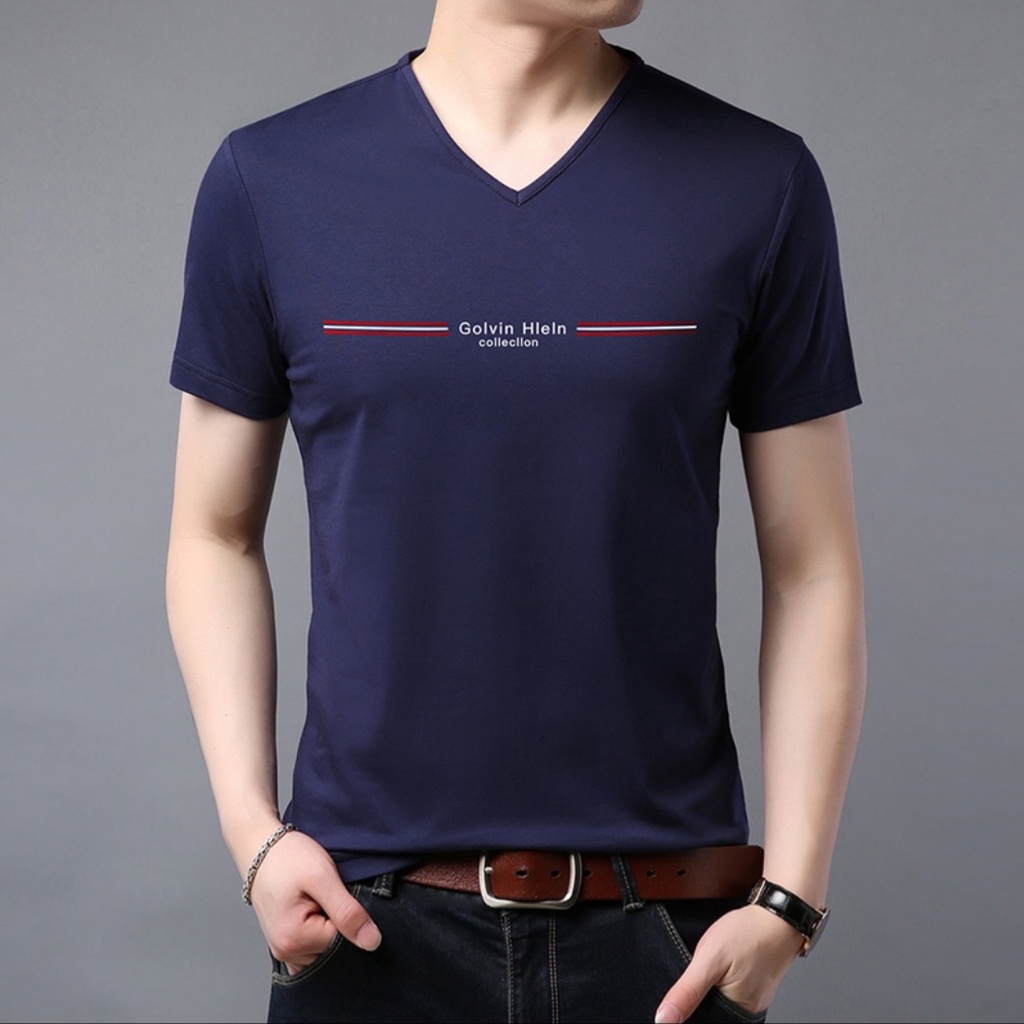 9SEVEN-Baju kaos V-neck GH / kaos Vneck lengan pendek / kaos leher V terbaru