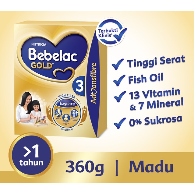 BEBELAC Gold 3 360 gr Madu Susu Pertumbuhan Anak 1 - 5 Tahun