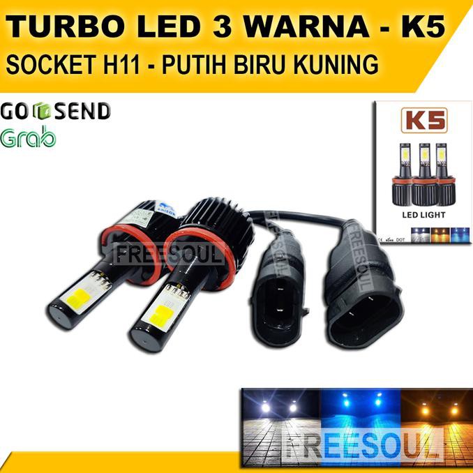 STAR LAMPU LED MOBIL SOCKET H11 - LAMPU TURBO K5 LED 3 WARNA - UNIVERSAL #10