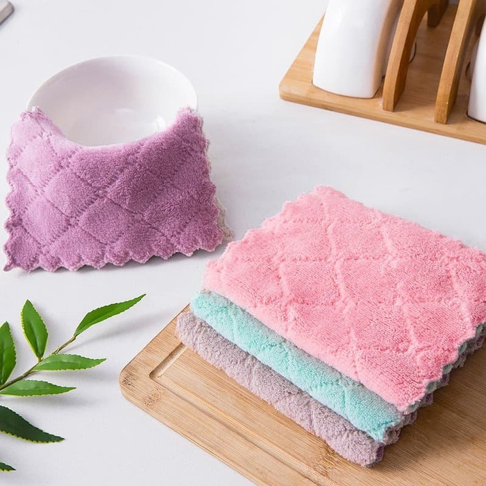 Kain Lap Microfiber Menyerap Minyak Air Anti Lengket Serbet Dapur Topo