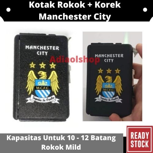 KOTAK ROKOK PLUS KOREK API CLUB BOLA MANCHESTER CITY