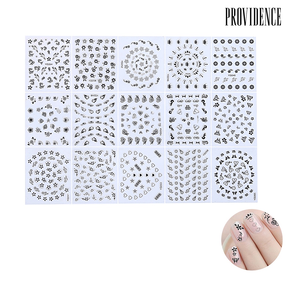 Providence 50Pcs/Set Fashion Flower Self-adhesive Nail Polish Sticker Decal Manicure Tools