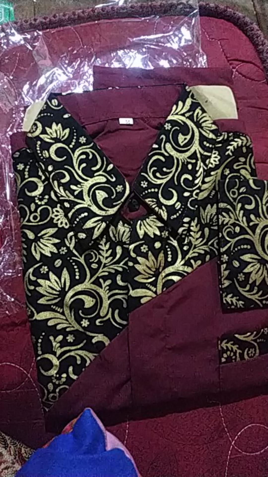 Batik Kemeja Lengan Panjang Kombinasi Slempang Baju Seragam Kantor Alkhalis