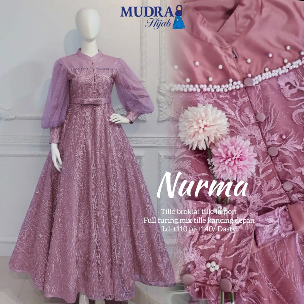 TERBARU TERMURAH ORIGINAL 100% ORI Nurma dress by mudra | tile bordir mix velvet ld110 pb140. kancin