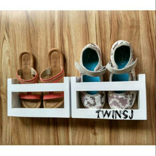 TwinsJ. Set 2pcs Rak Sepatu Minimalis. Rak Sandal. Rak Sepatu Dinding Modern.