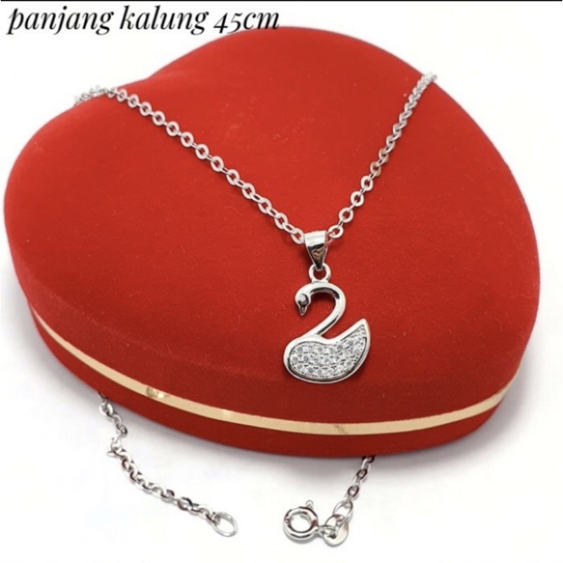 Kalung liontin angsa kalung perak 925 lapis emas putih