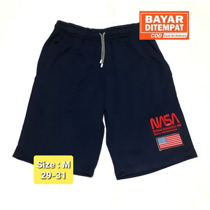 Celana Pendek HnM Original NASA H&M Navy Celana Training Running Jogging Outdoor Jogger Pendek