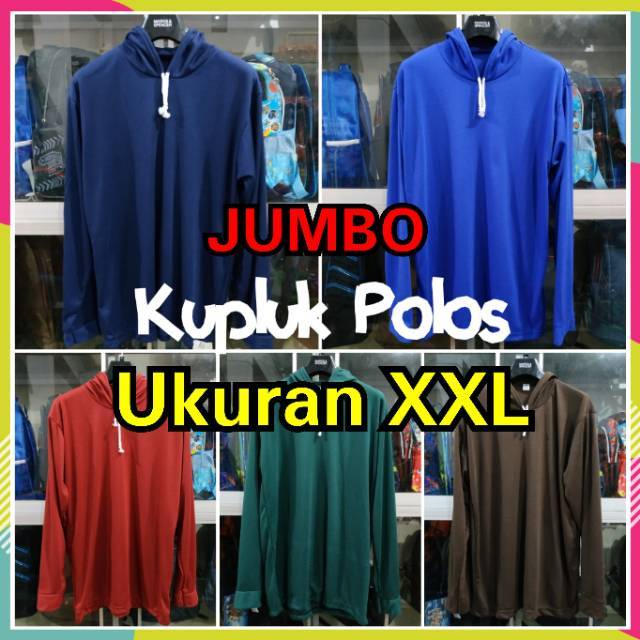 Kaos Tani Kupluk Lengan Panjang, Ukuran XXL, Ukuran JUMBO, Kaos Basahan Kerja (POLOS JUMBO)