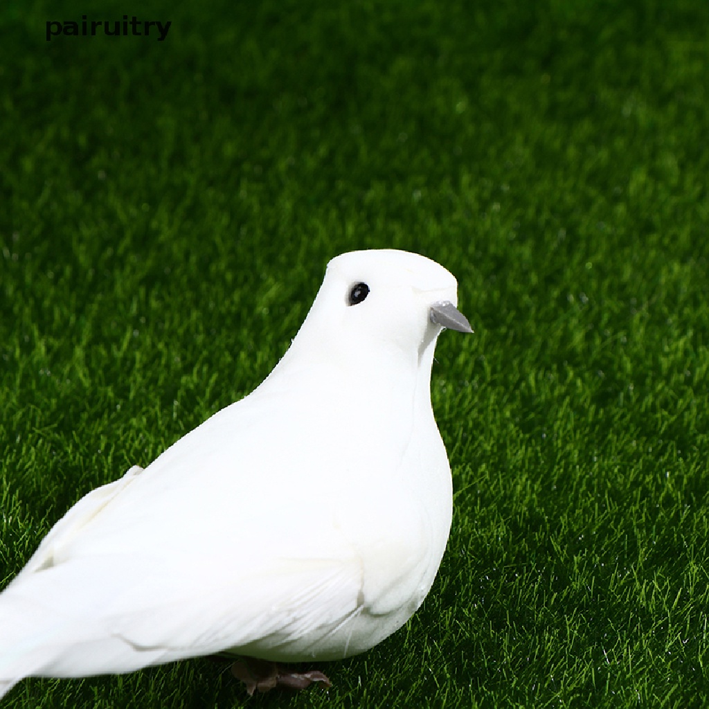 Prt 2pcs Burung Merpati Imitasi Bahan Busa Warna Putih Untuk Dekorasi Rumah PRT