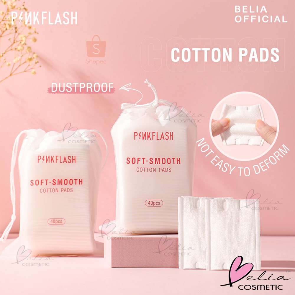 ❤ BELIA ❤ PINKFLASH Soft Smooth Cotton Pads 40pcs T03 | Kapas Wajah | Facial Cleansing Cotton | Pink Flash