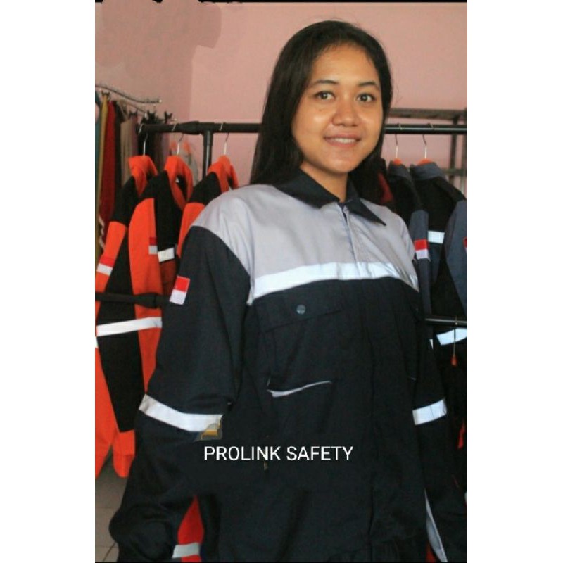 SERAGAM SAFETY ABU DONGKER FREE LOGO KAIN DRILL PREMIUM HALUS TEBAL ADEM REAL PICTURE RESLETING