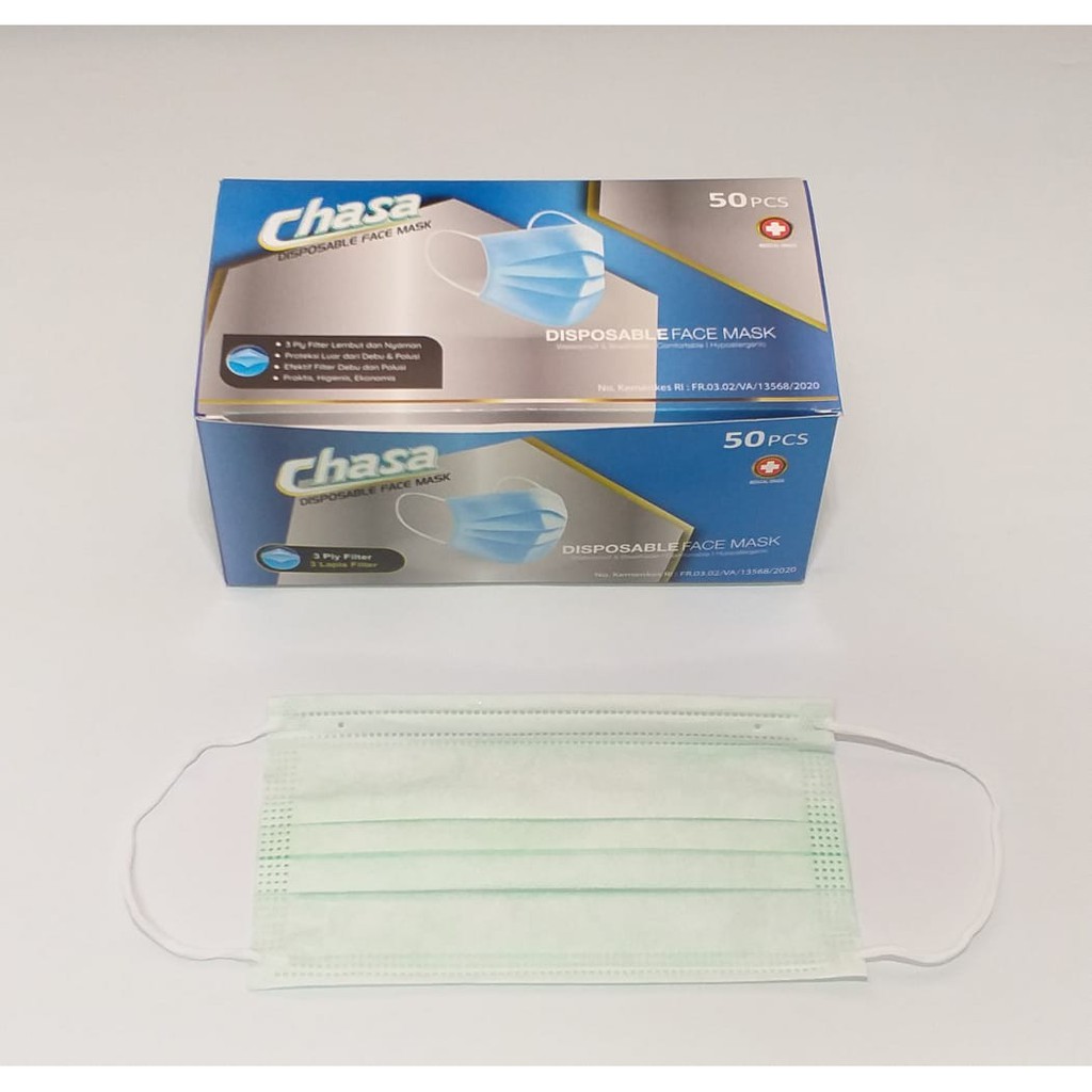 Masker Chasa Earloop 3ply isi 50 Pcs Chasa Emboss - Big Plaza