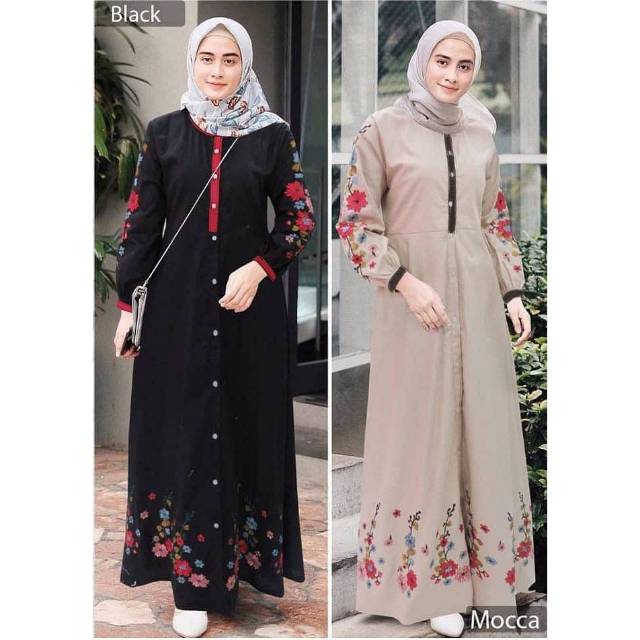 LANNY GAMIS BORDIR/ MAXI DRESS MUSLIM BORDIR/GAMIS WANITA BORDIR/GAMIS DAILY BORDIR